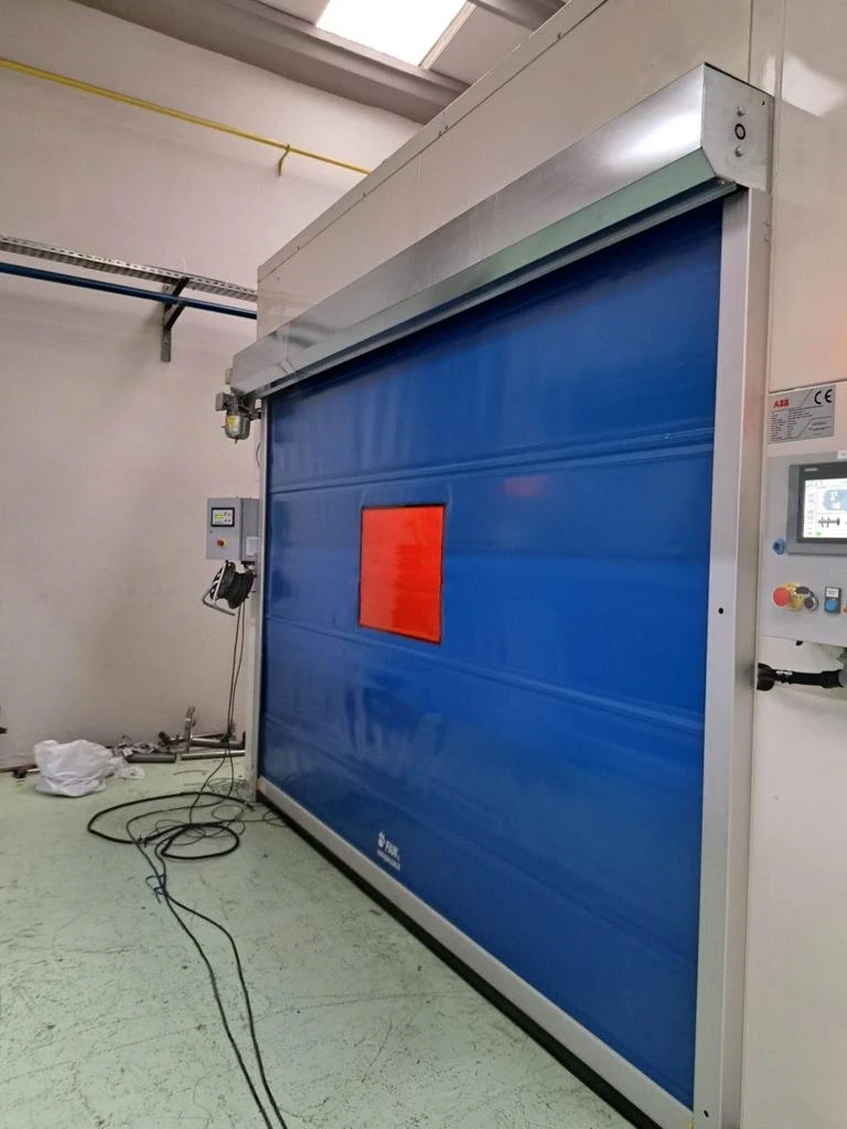 Blue UV Protection Windowed Door Robot front blue uv protection windowed pvc door