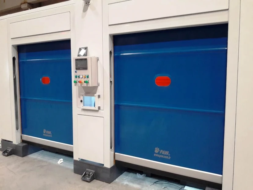 Blue PVC Door with Welding Window Robot front blue pvc door with welding window
