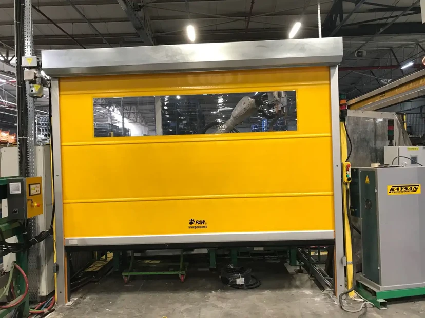 Yellow Wide Window Robot Door Yellow robot front wide window pvc door