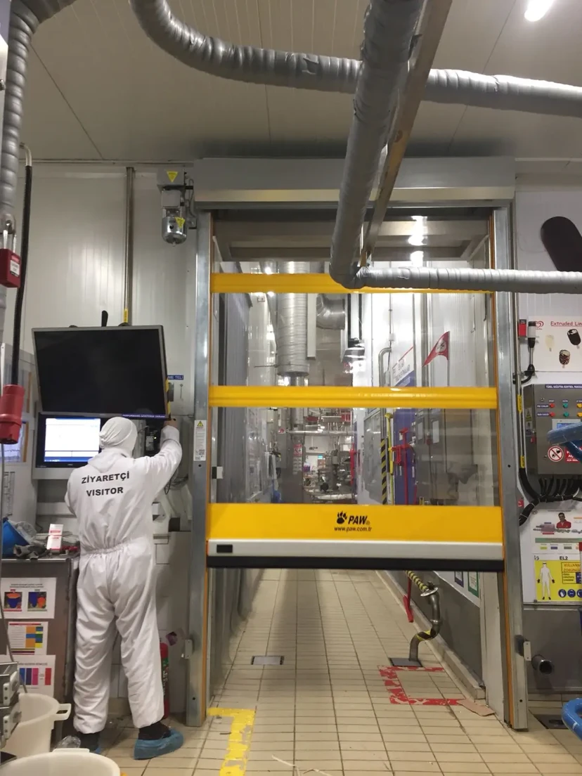Transparent Industrial Factory PVC Door Transparent industrial PVC door in a factory