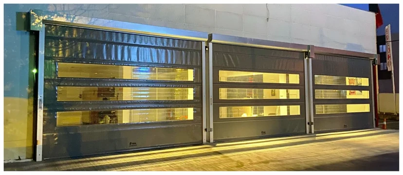 Windowed Dark Grey High-Speed PVC Roll-Up Door Windowed dark grey high-speed PVC roll-up door