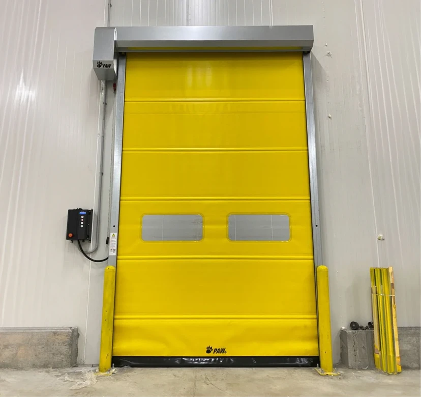 Yellow Factory High-Speed Roll-Up PVC Door Yellow high-speed roll-up PVC door in a factory