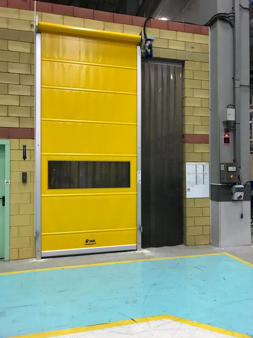 Yellow High-Speed Roll-Up PVC Door Yellow high-speed roll-up PVC door