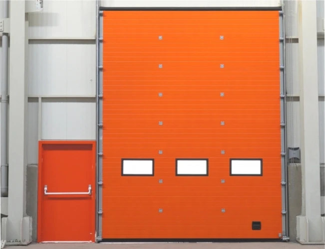 Orange Sectional Door With Vision Window Orange sectional door with vision window